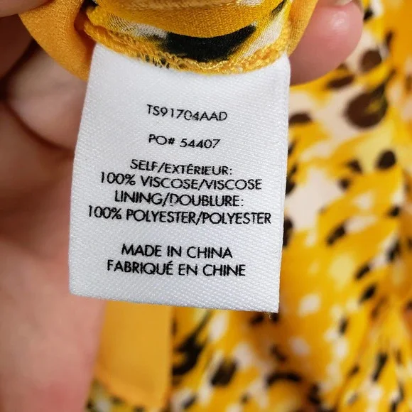 Derek Lam IO Crosby Ruffle Top Blouse Yellow Black Long Sleeve Size 6 - Picture 8 of 9